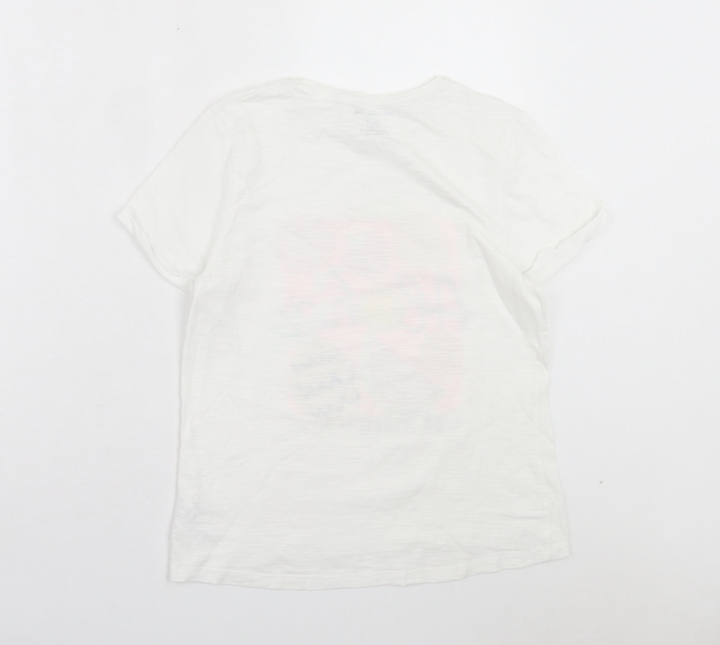 F&F Girls White Cotton Basic T-Shirt Size 11-12 Years Crew Neck Pullover - Hawaii Fruit