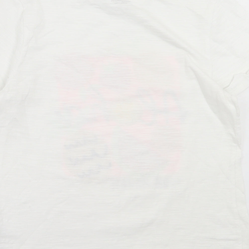 F&F Girls White Cotton Basic T-Shirt Size 11-12 Years Crew Neck Pullover - Hawaii Fruit
