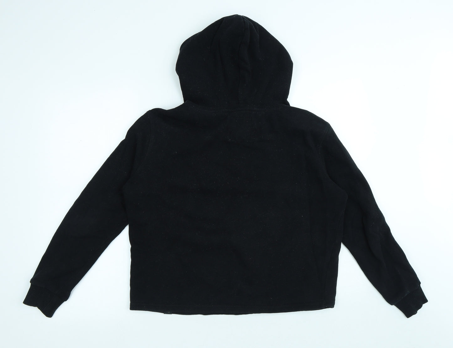 Superdry Womens Black Cotton Pullover Hoodie Size 10 Drawstring