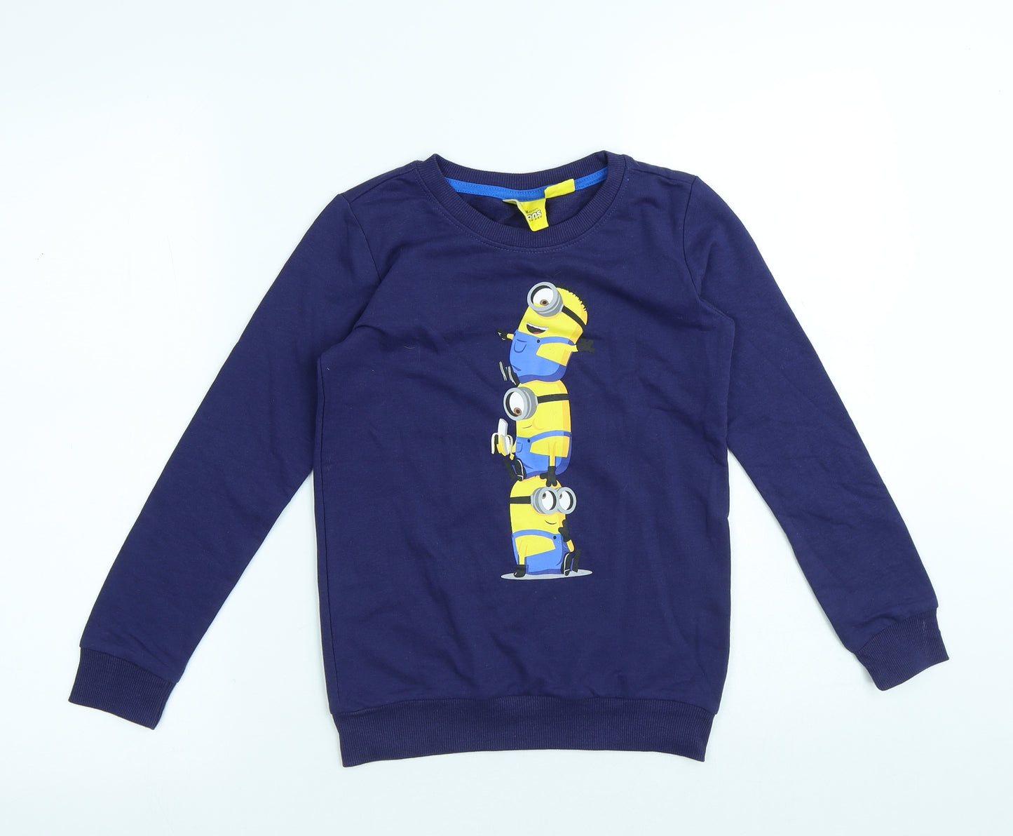 Illumination Boys Blue Cotton Pullover Sweatshirt Size 7-8 Years - Minions