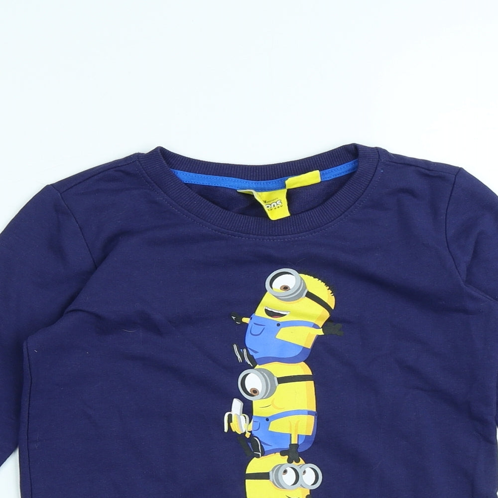 Illumination Boys Blue Cotton Pullover Sweatshirt Size 7-8 Years - Minions