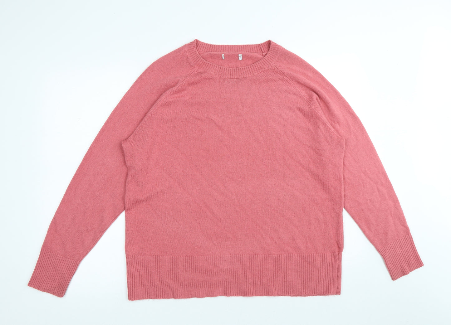 Preworn Womens Pink Round Neck Polyester Pullover Jumper Size L
