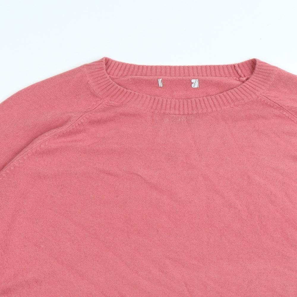 Preworn Womens Pink Round Neck Polyester Pullover Jumper Size L