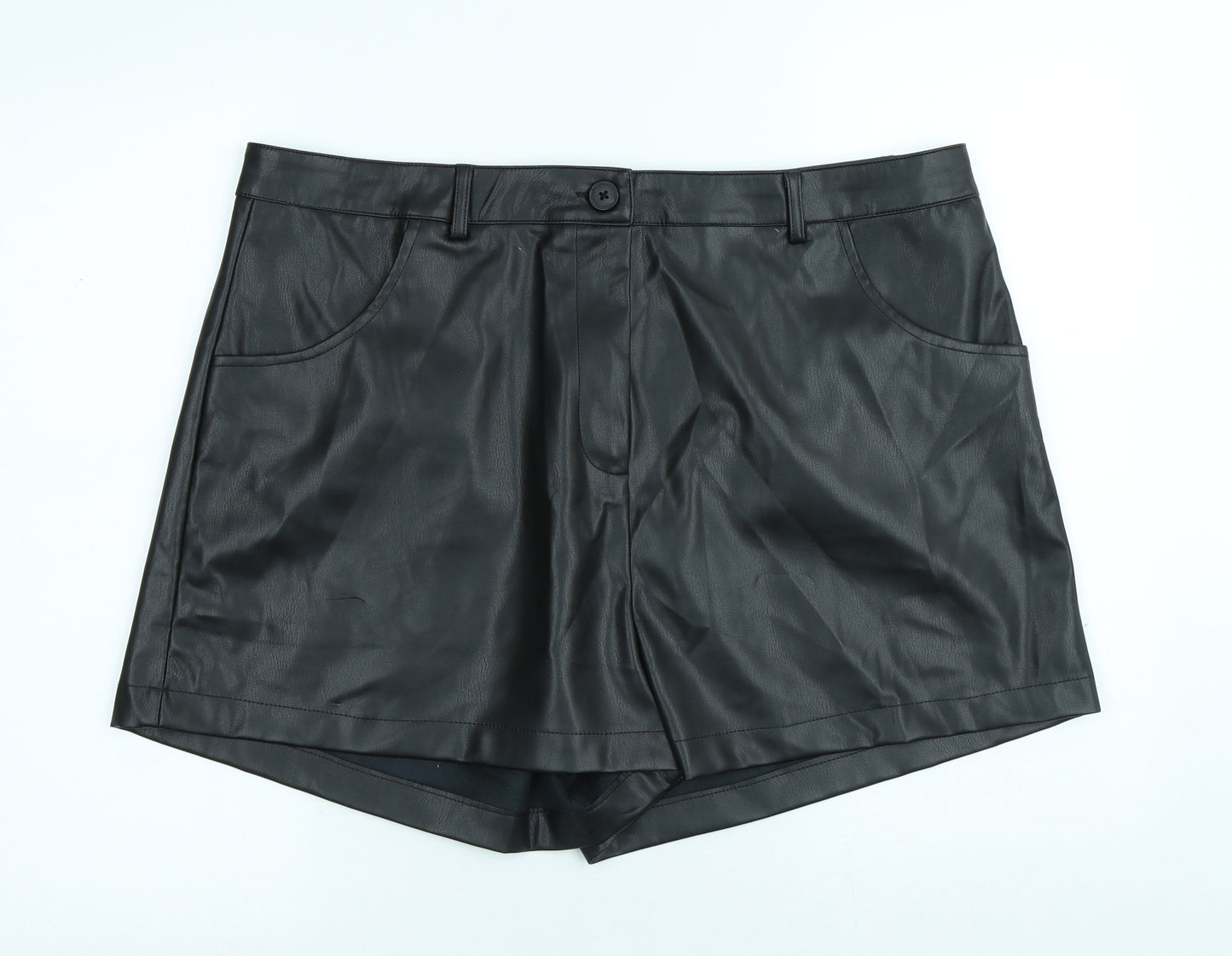 Primark Womens Black Polyester Bermuda Shorts Size 20 Regular Button