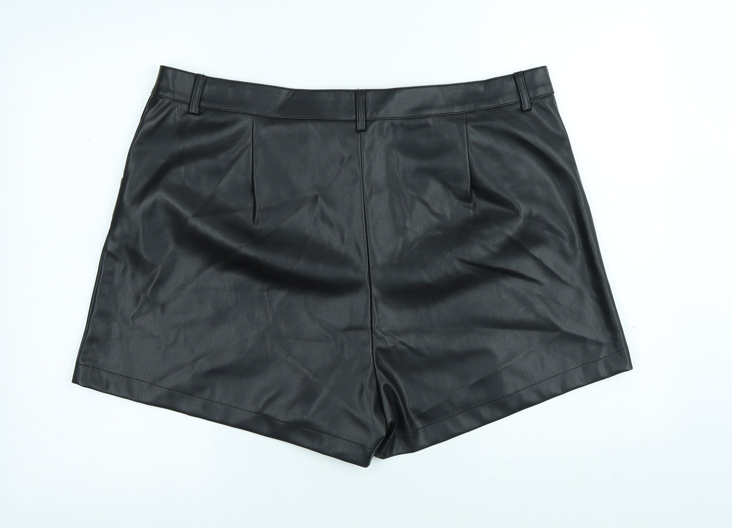 Primark Womens Black Polyester Bermuda Shorts Size 20 Regular Button