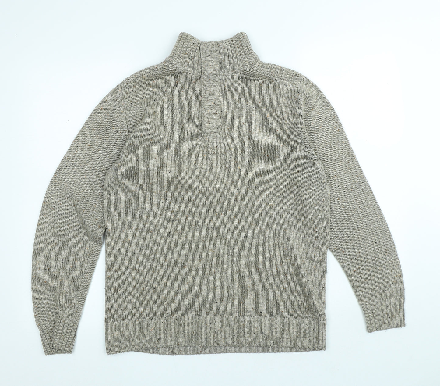 Easy Mens Beige High Neck Polyester Pullover Jumper Size S