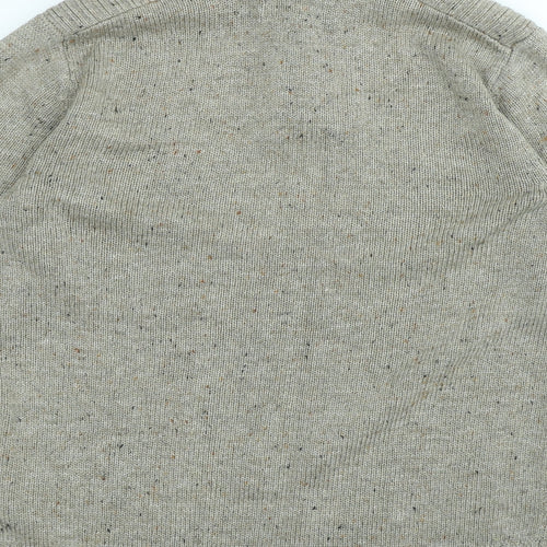 Easy Mens Beige High Neck Polyester Pullover Jumper Size S
