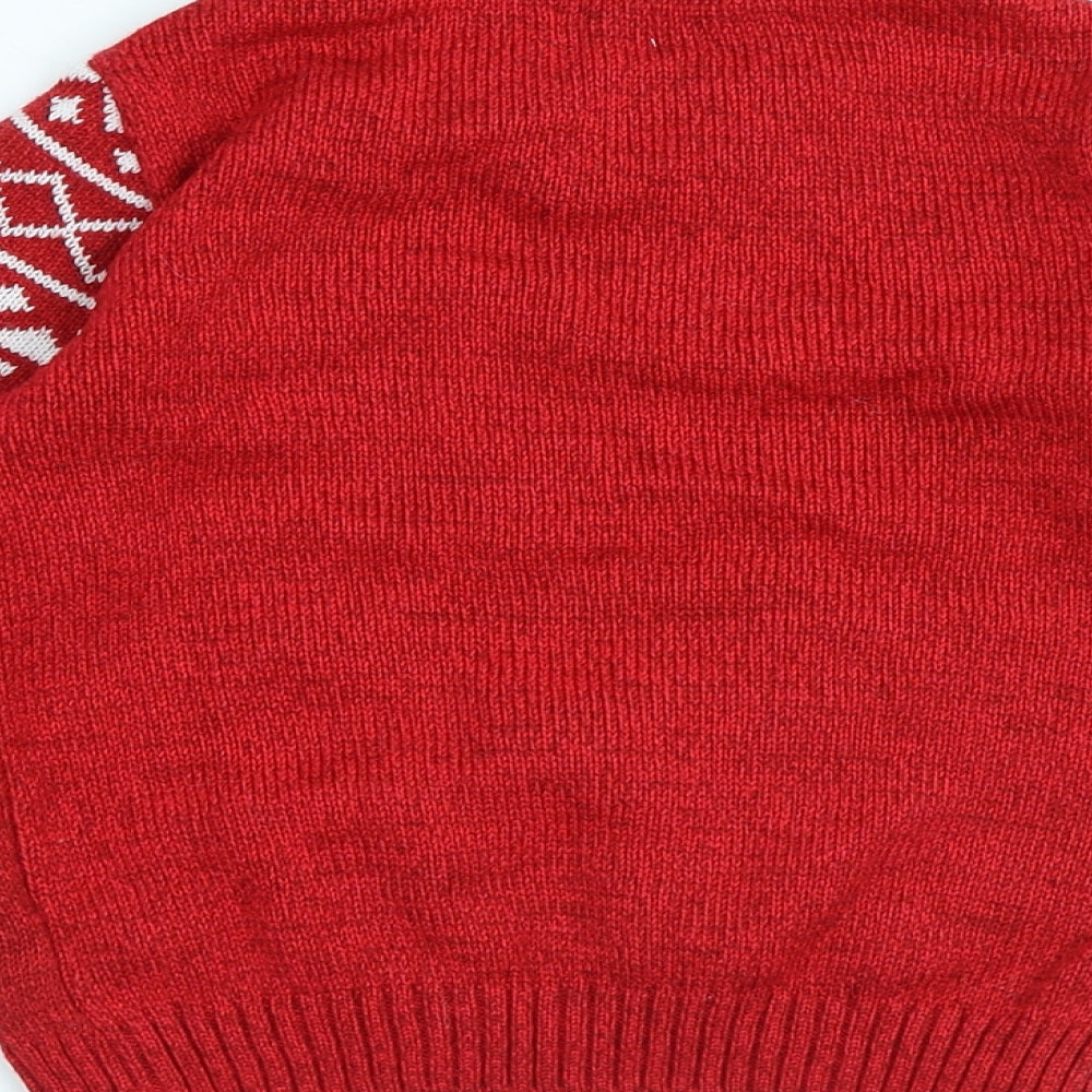 F&F Boys Red Round Neck Polyester Pullover Jumper Size 4-5 Years - Reindeer Christmas