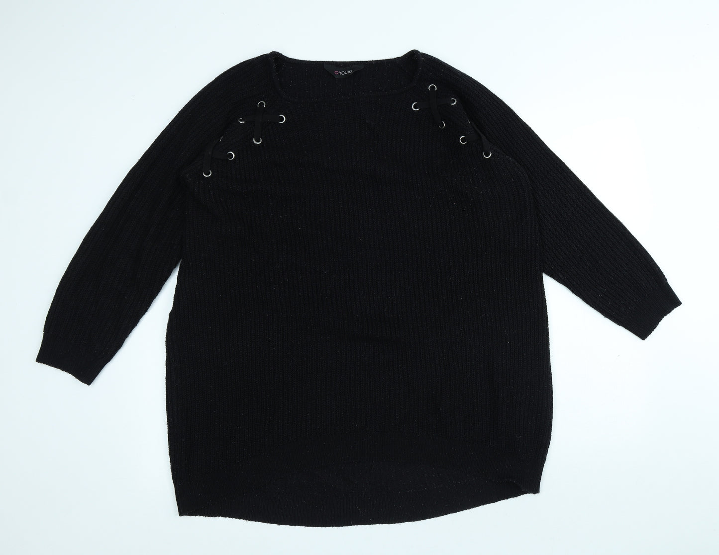 Loveyours Womens Black Round Neck Acrylic Pullover Jumper Size 18