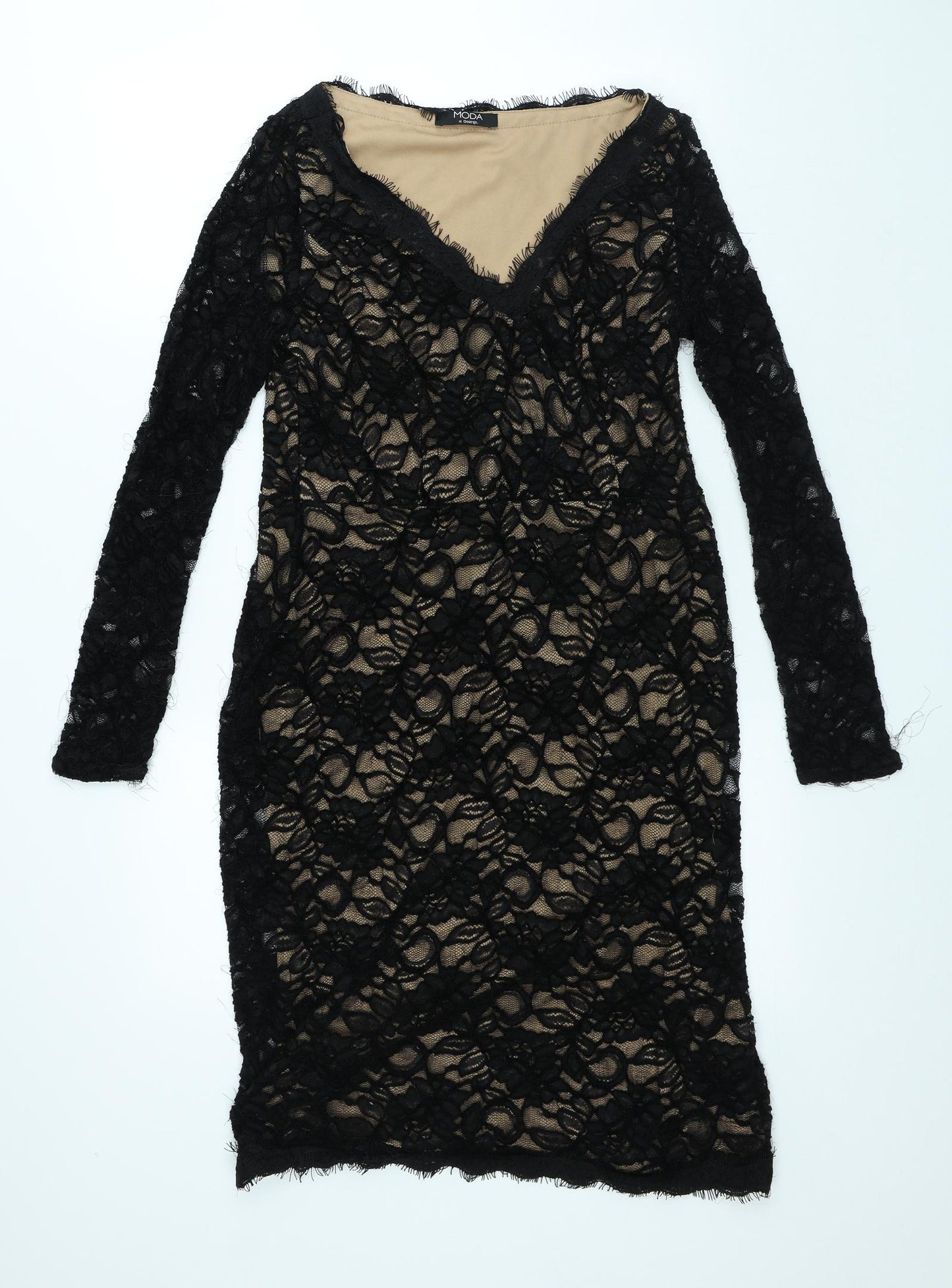 Moda Womens Black Polyester A-Line Size 16 V-Neck