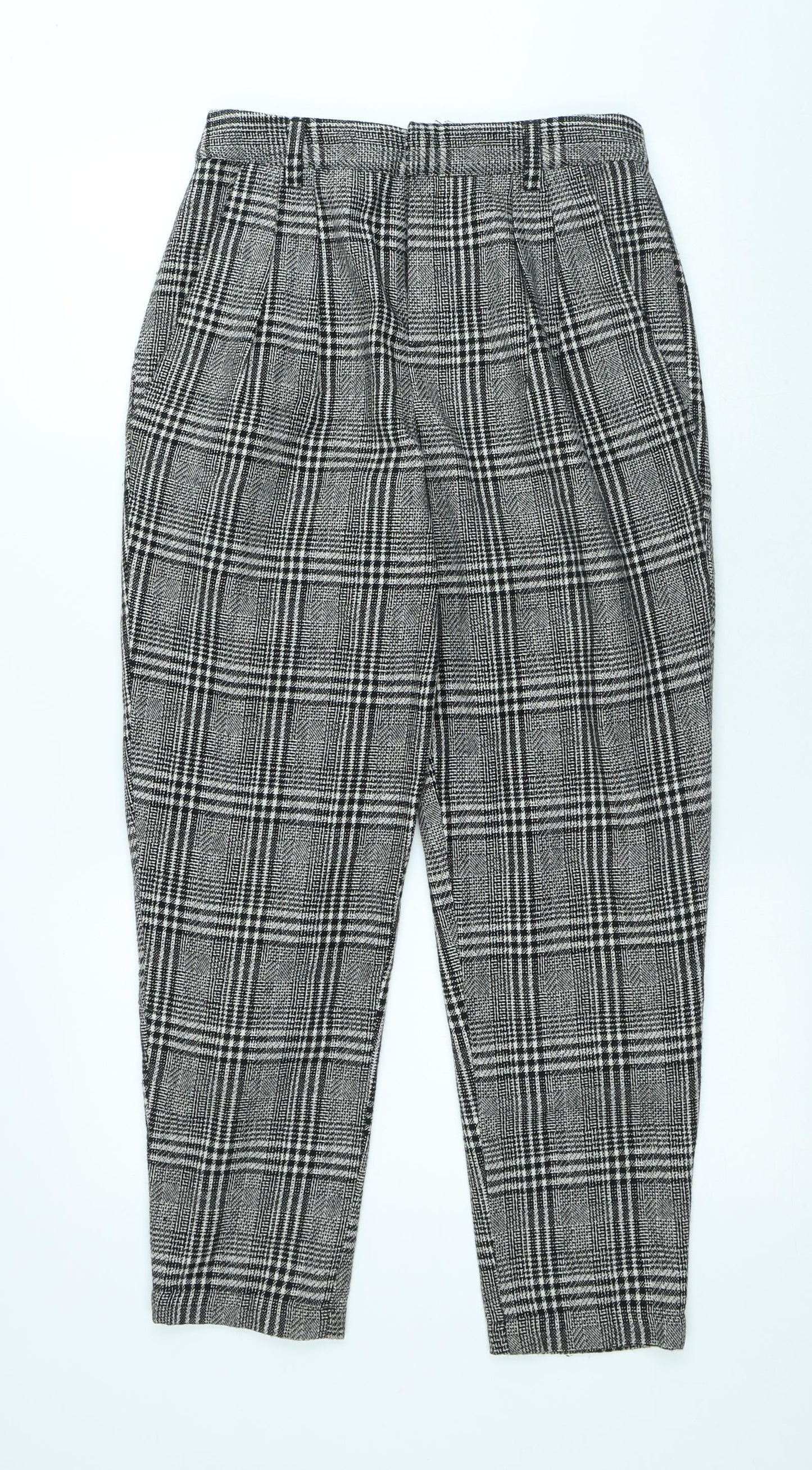 FOREVER 21 Womens Grey Plaid Polyester Trousers Size 27 in L27 in Regular Hook & Loop