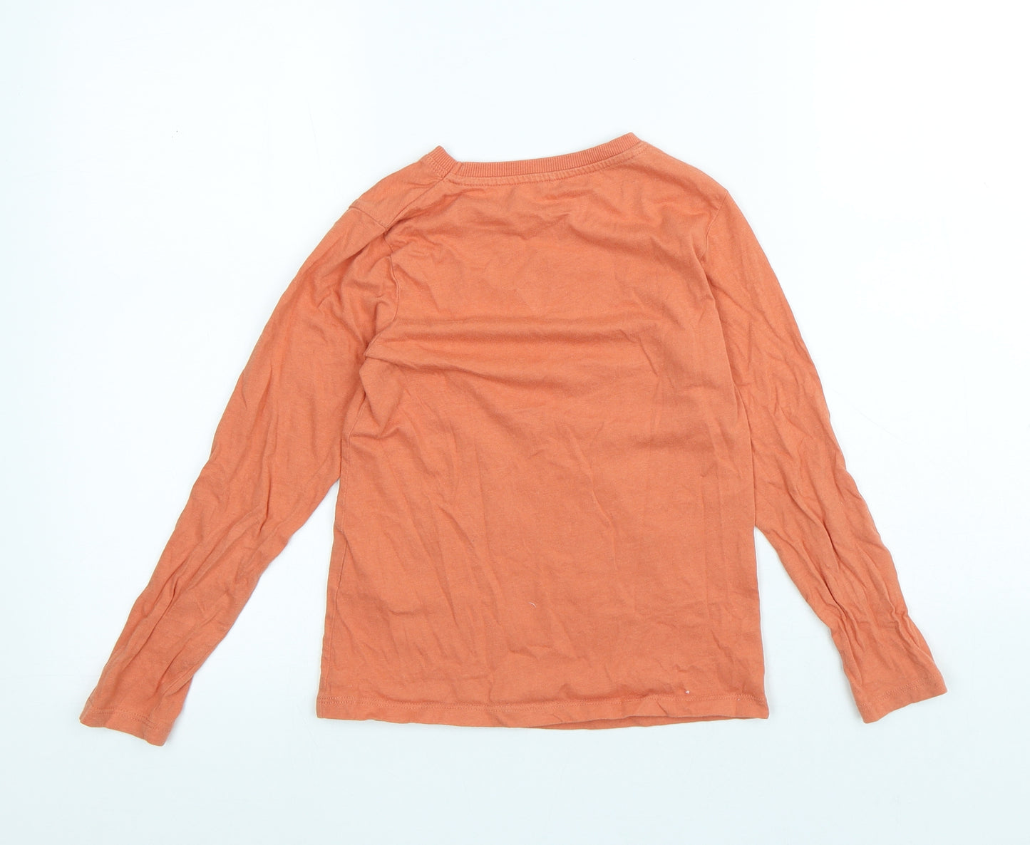 name it Boys Orange Cotton Basic T-Shirt Size 7-8 Years Round Neck - Dinosaur