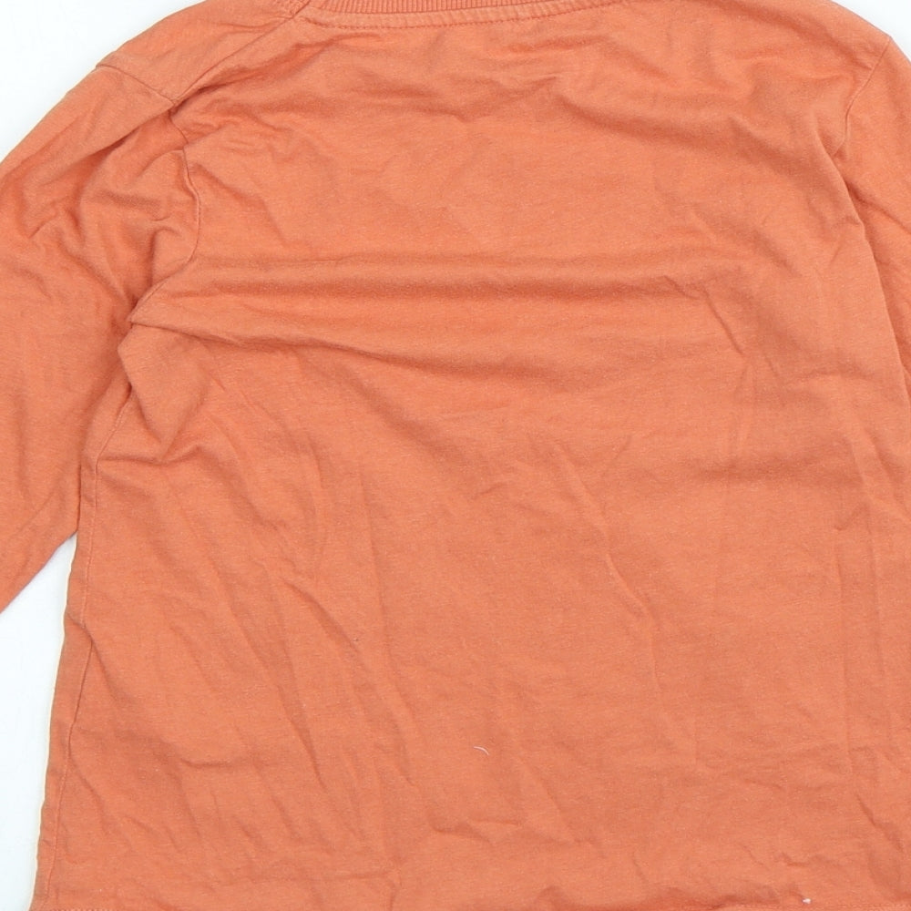 name it Boys Orange Cotton Basic T-Shirt Size 7-8 Years Round Neck - Dinosaur