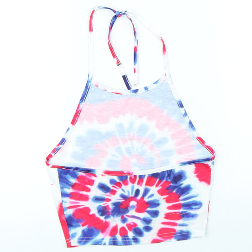 SheIn Womens Multicoloured Geometric Polyester Cropped Tank Size S Round Neck