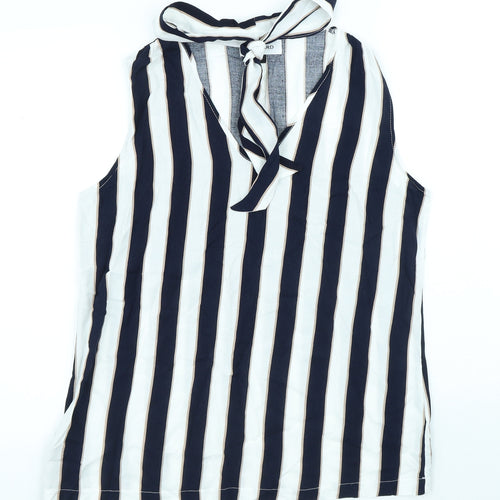 Gerard Womens White Striped Viscose Basic Tank Size 12 V-Neck