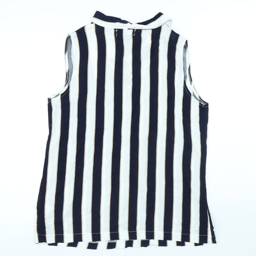 Gerard Womens White Striped Viscose Basic Tank Size 12 V-Neck