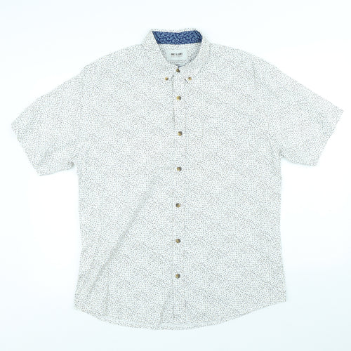 ONLY & SONS Mens White Floral Cotton Button-Up Size XL Collared Button