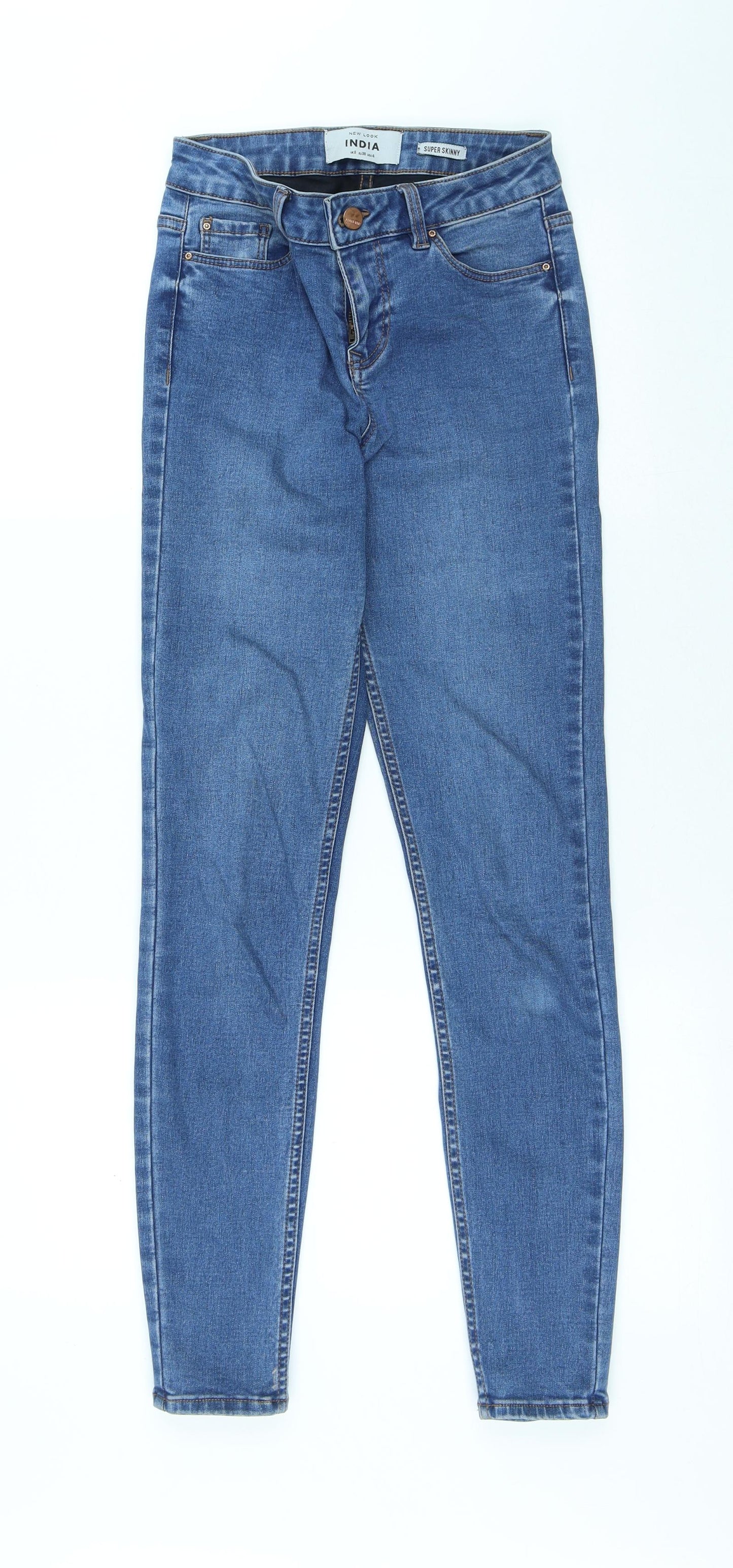 New Look Womens Blue Cotton Skinny Jeans Size 8 L28 in Regular Button