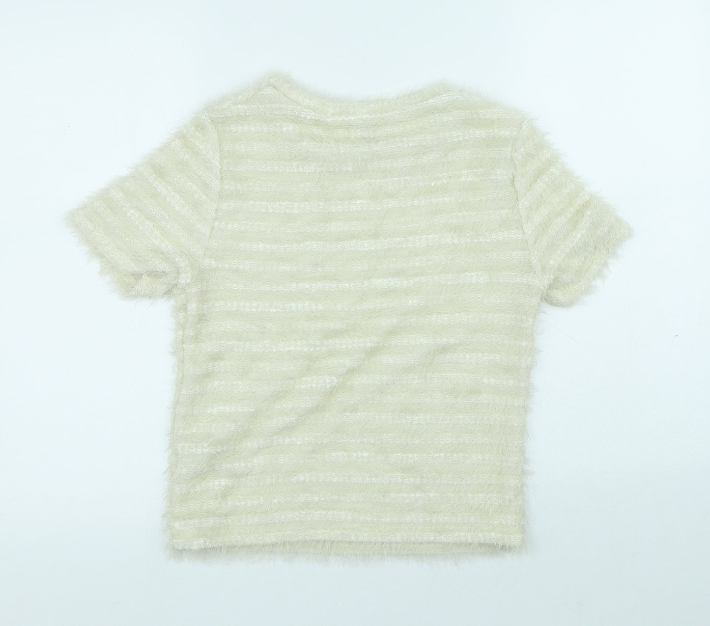 New Look Womens White Polyamide Basic T-Shirt Size 8 Round Neck
