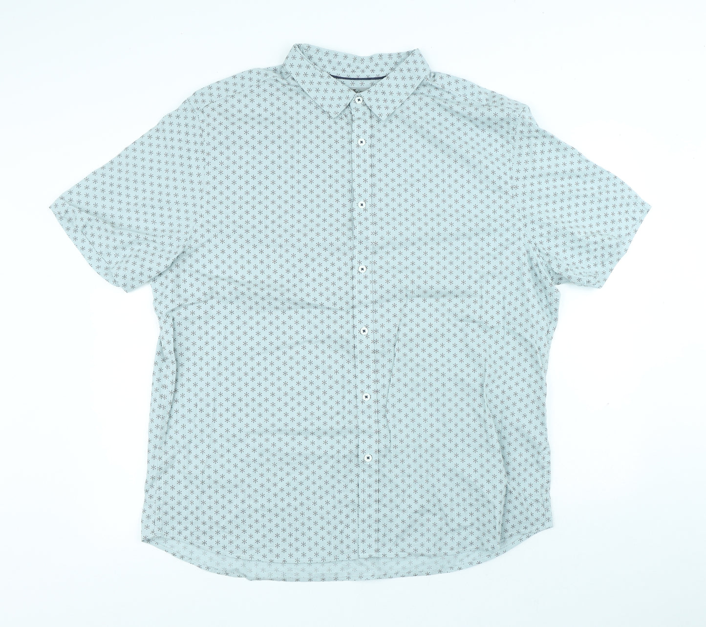 TU Mens Blue Geometric Cotton Button-Up Size XL Collared Button