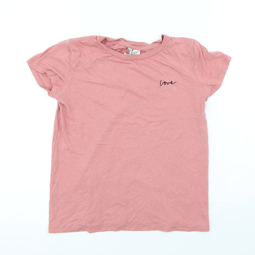 Divided Womens Pink Viscose Jersey T-Shirt Size XS Round Neck - Love