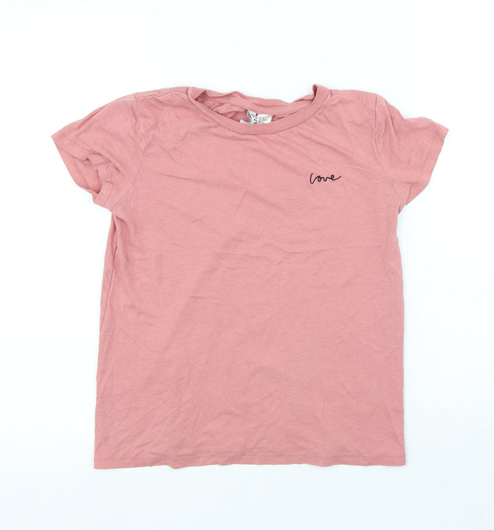 Divided Womens Pink Viscose Jersey T-Shirt Size XS Round Neck - Love