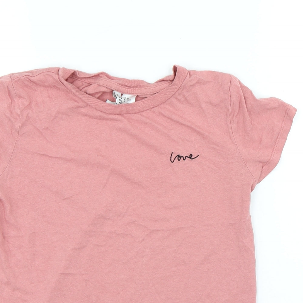 Divided Womens Pink Viscose Jersey T-Shirt Size XS Round Neck - Love