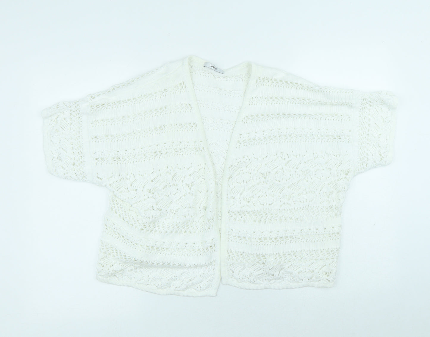 George Womens White V-Neck Polyethylene Shrug Jumper Size L