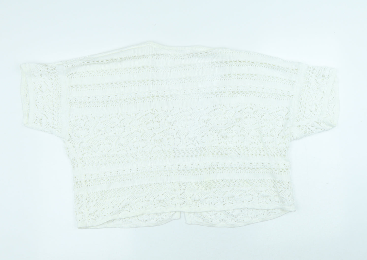 George Womens White V-Neck Polyethylene Shrug Jumper Size L