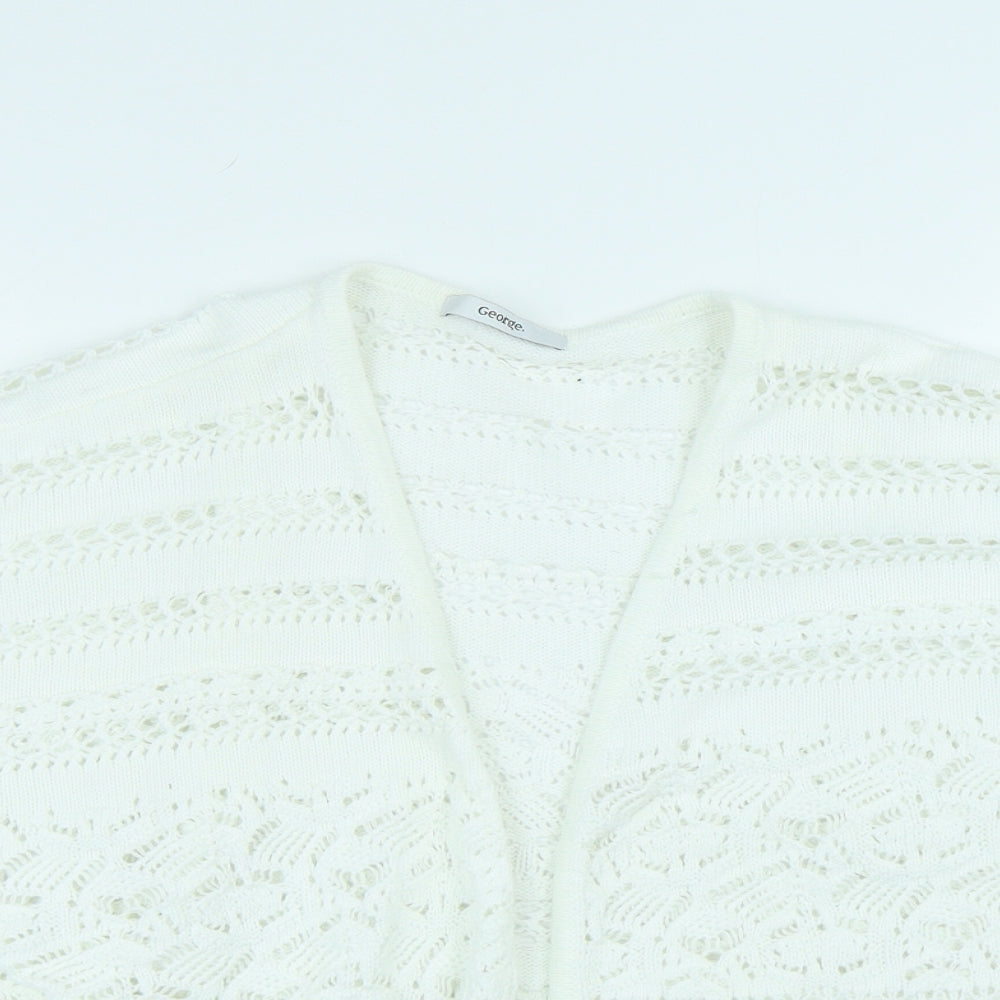 George Womens White V-Neck Polyethylene Shrug Jumper Size L