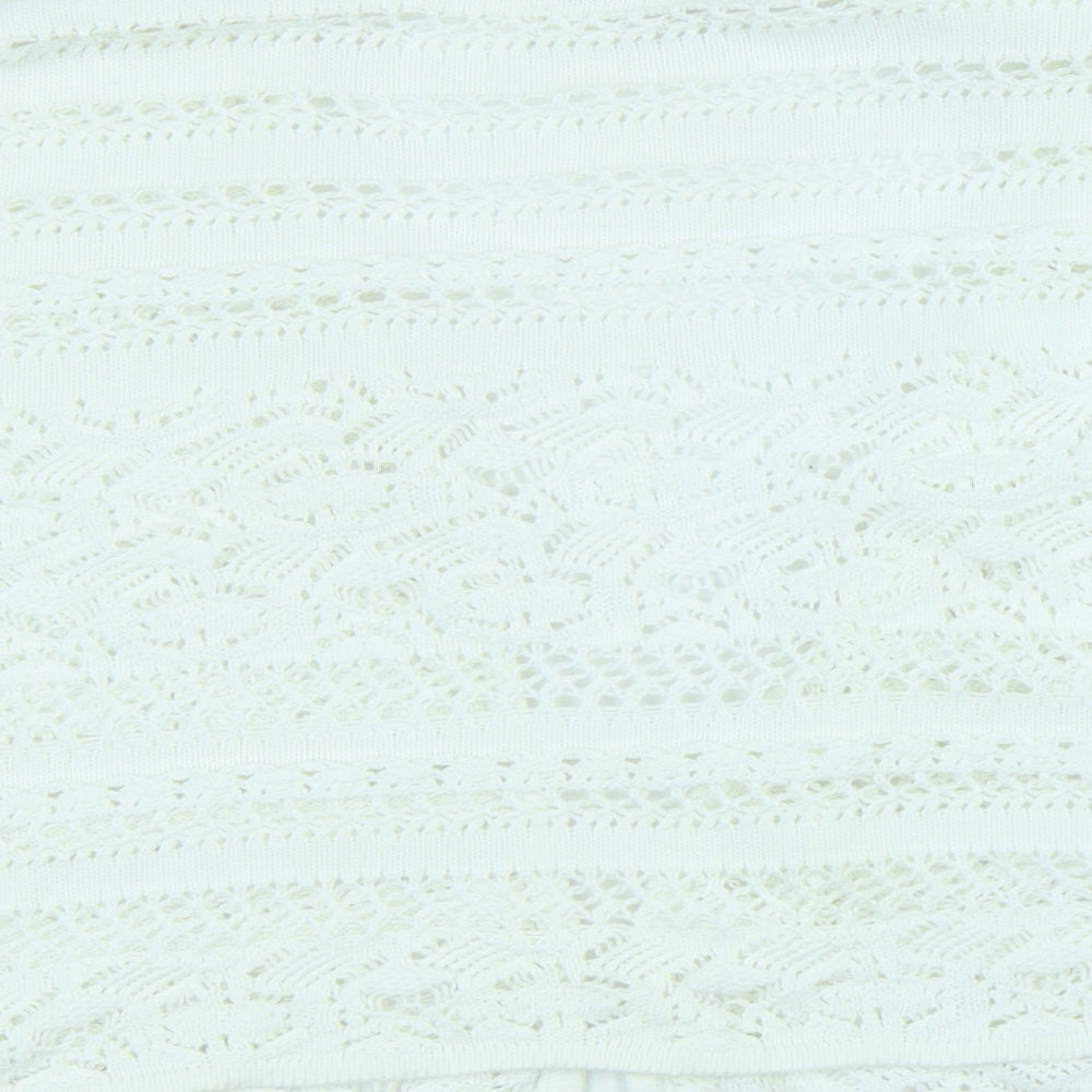 George Womens White V-Neck Polyethylene Shrug Jumper Size L