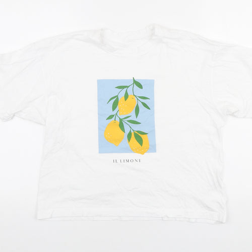 Primark Womens White Cotton Basic T-Shirt Size 2XS Round Neck - Il limone