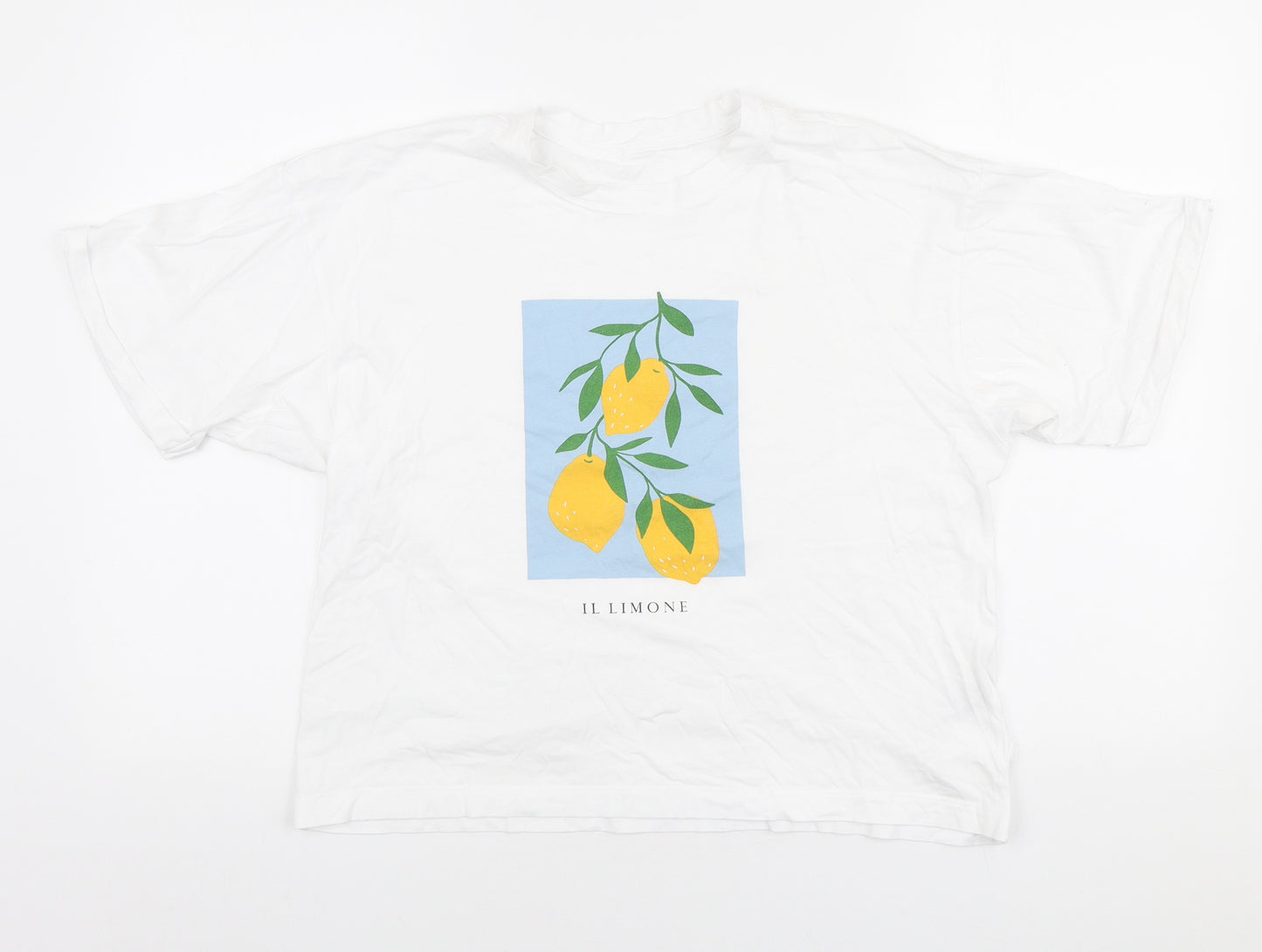 Primark Womens White Cotton Basic T-Shirt Size 2XS Round Neck - Il limone