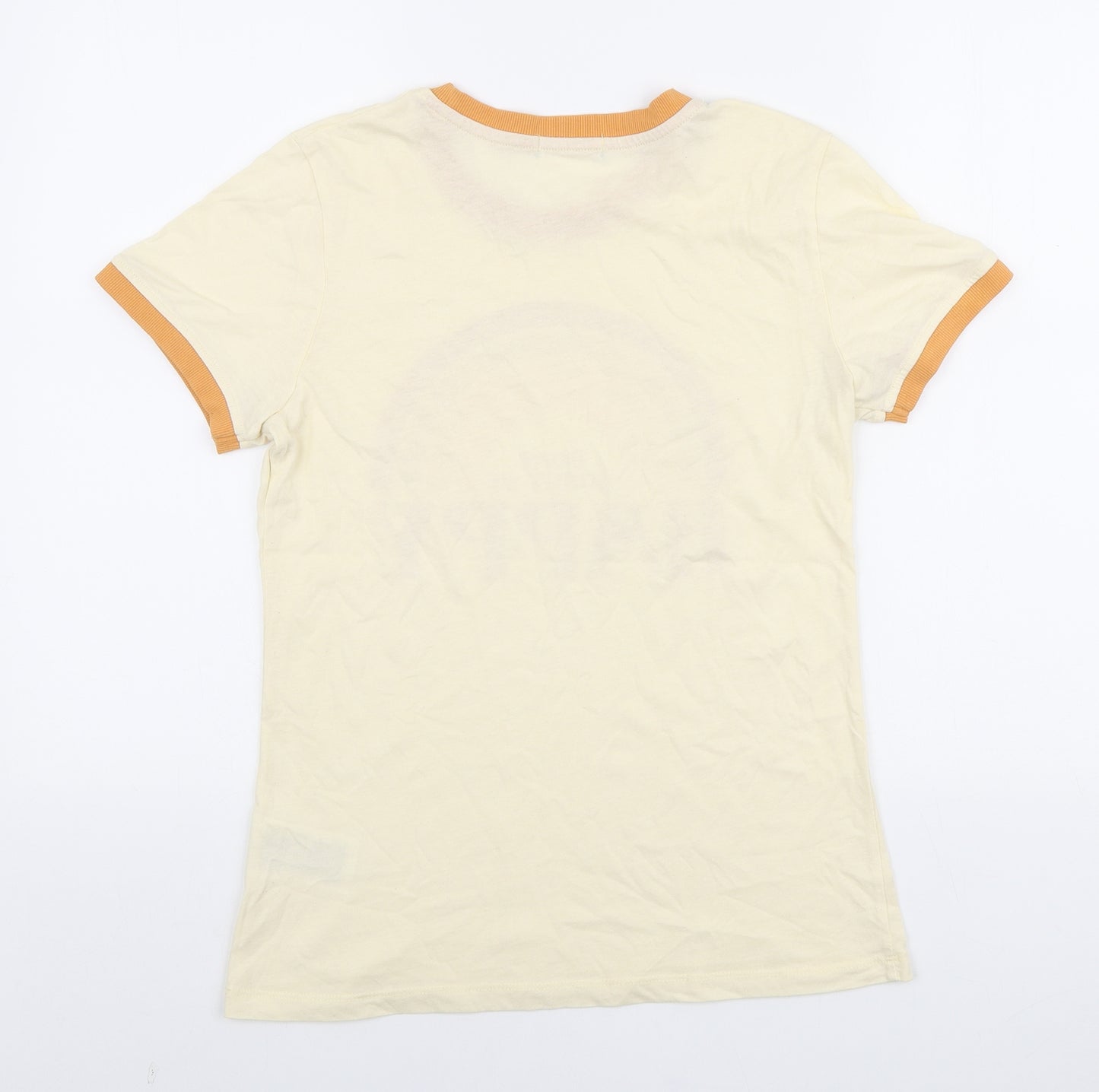 Preworn Womens Yellow Polyester Basic Polo Size M Round Neck - Don't worry be happy