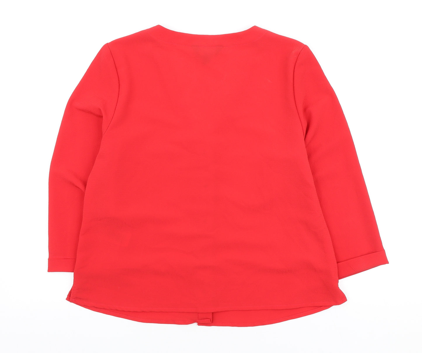 New Look Womens Red Polyester Basic Blouse Size 12 V-Neck