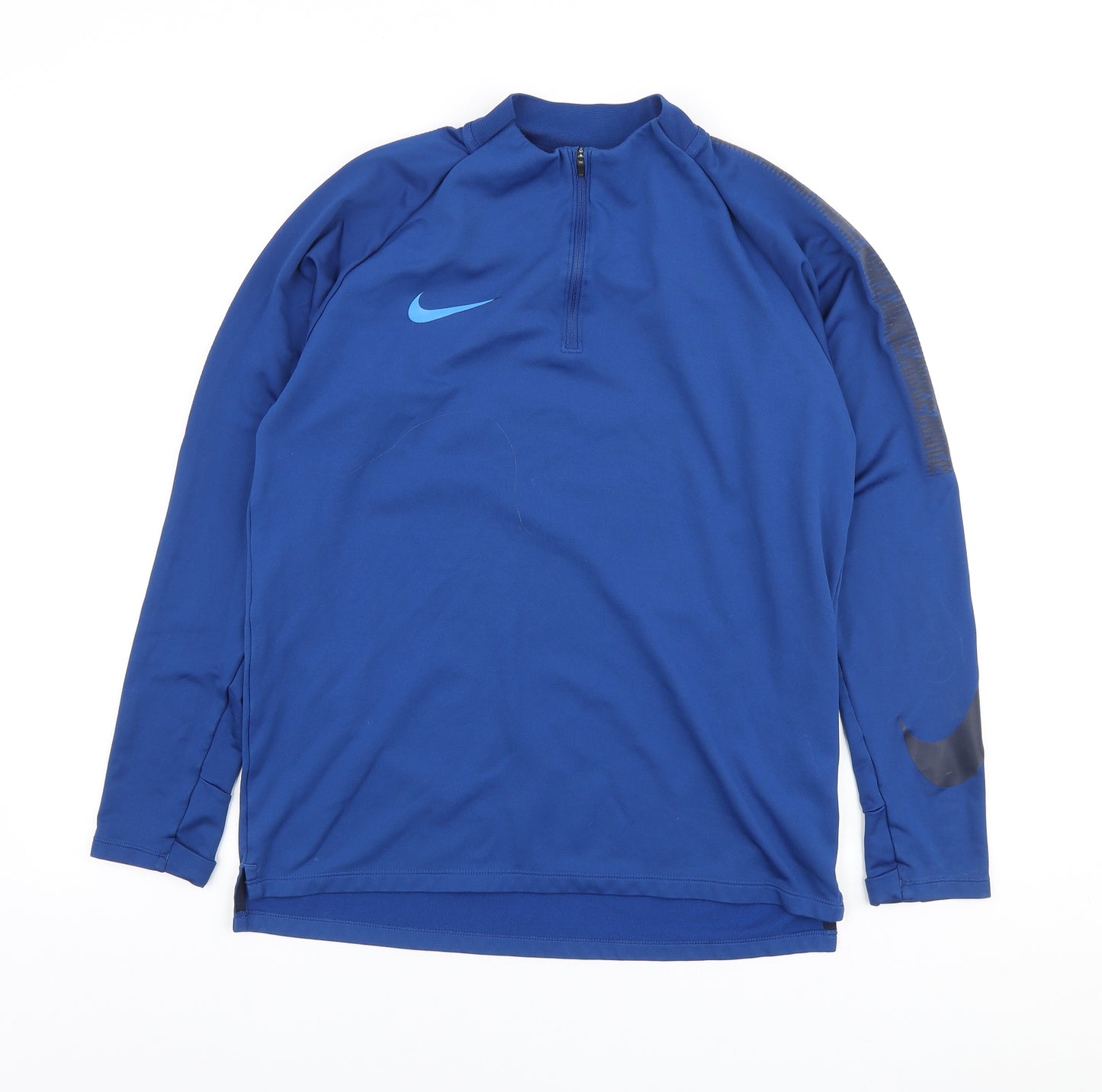 Nike Mens Blue Polyester Pullover Casual Size M Mock Neck Zip