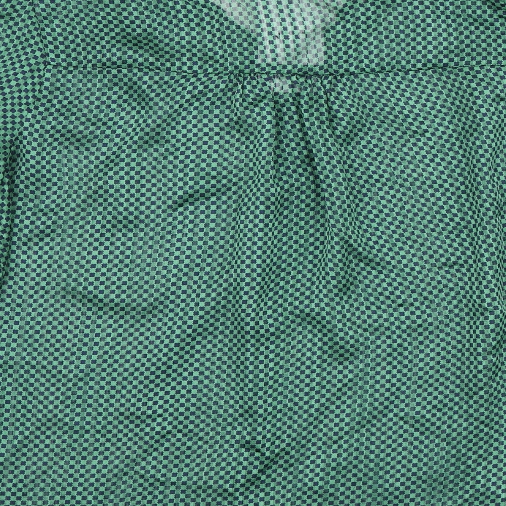 NEXT Womens Green Geometric Polyester Basic Blouse Size 16 V-Neck - Frill Detail