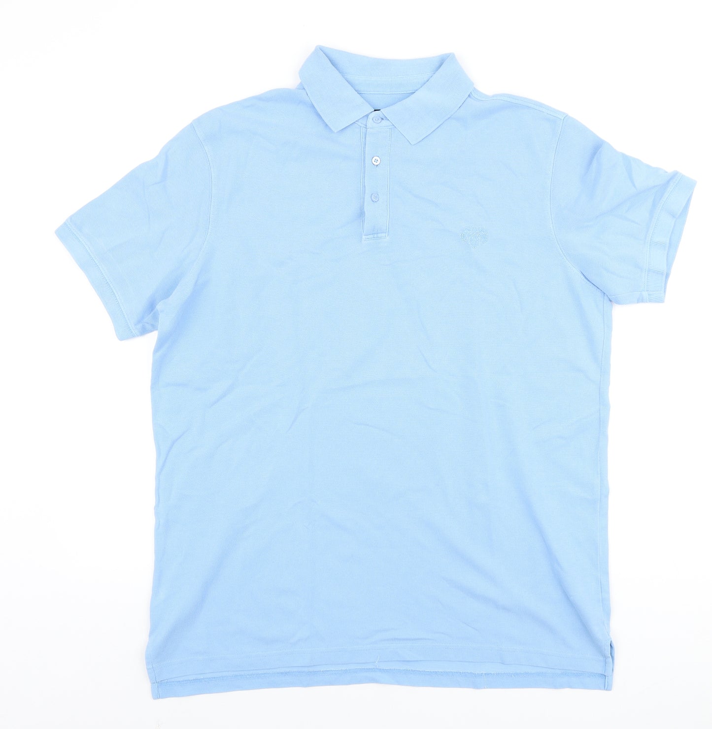 Paul Costelloe Mens Blue Cotton Polo Size L Collared Button