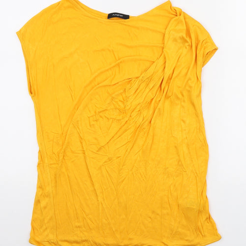Autograph Womens Orange Viscose Basic T-Shirt Size 10 Round Neck - ruched shoulder