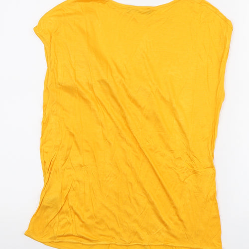 Autograph Womens Orange Viscose Basic T-Shirt Size 10 Round Neck - ruched shoulder