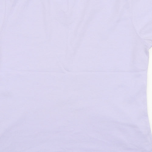 LA Gear Womens Purple Cotton Basic T-Shirt Size 14 V-Neck