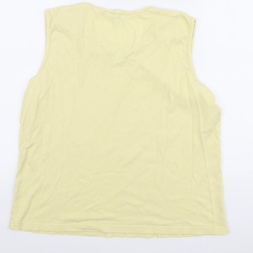 EWM Womens Yellow Cotton Basic Tank Size XL Round Neck - Collar detail