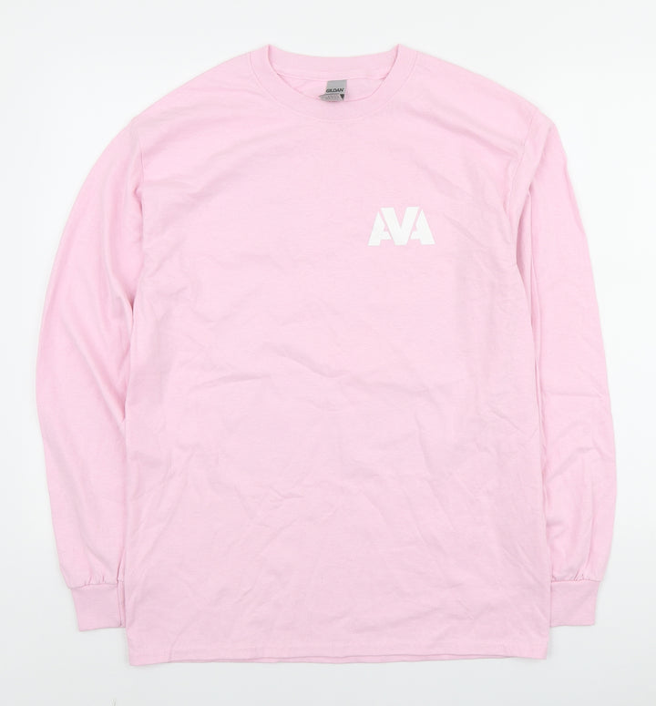 Preworn Womens Pink Cotton Basic Polo Size M Round Neck - AVA