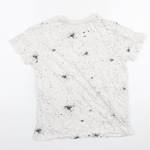 Primark Boys White Cotton Basic T-Shirt Size 11-12 Years Round Neck - paint splatter print