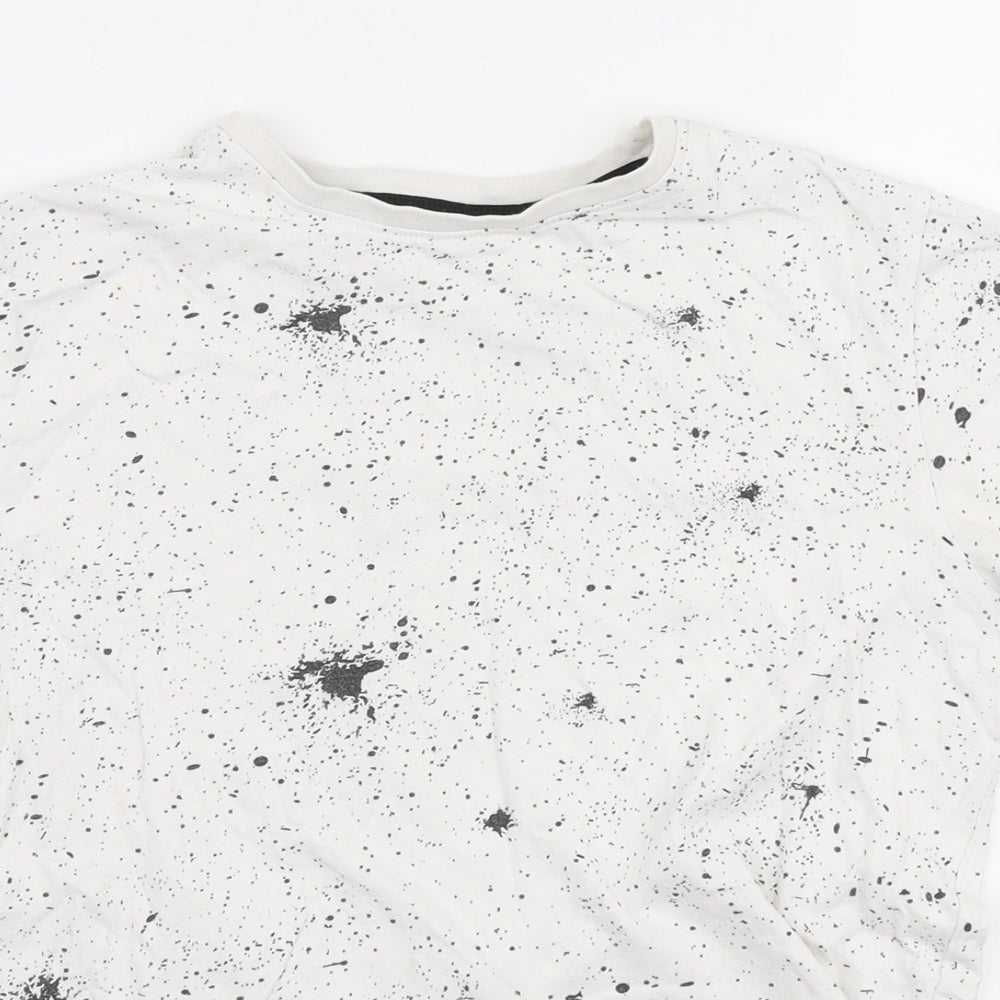Primark Boys White Cotton Basic T-Shirt Size 11-12 Years Round Neck - paint splatter print