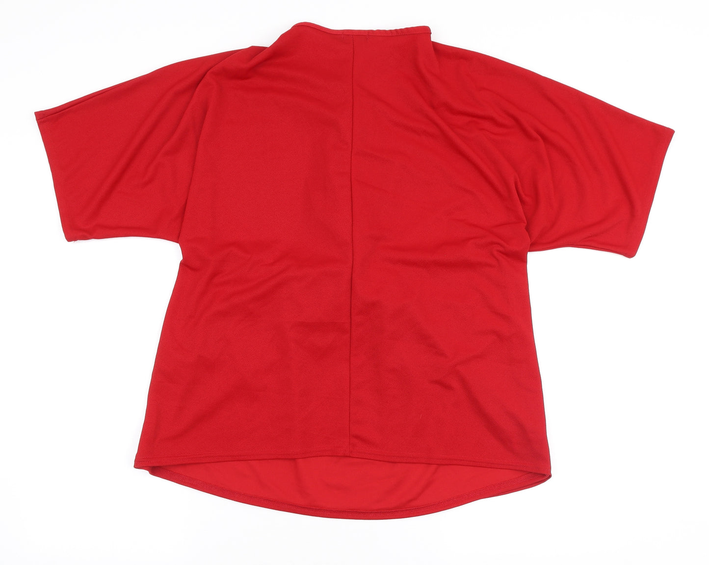 Boohoo Womens Red Polyester Wrap T-Shirt Size 16 V-Neck - Ruched Detail