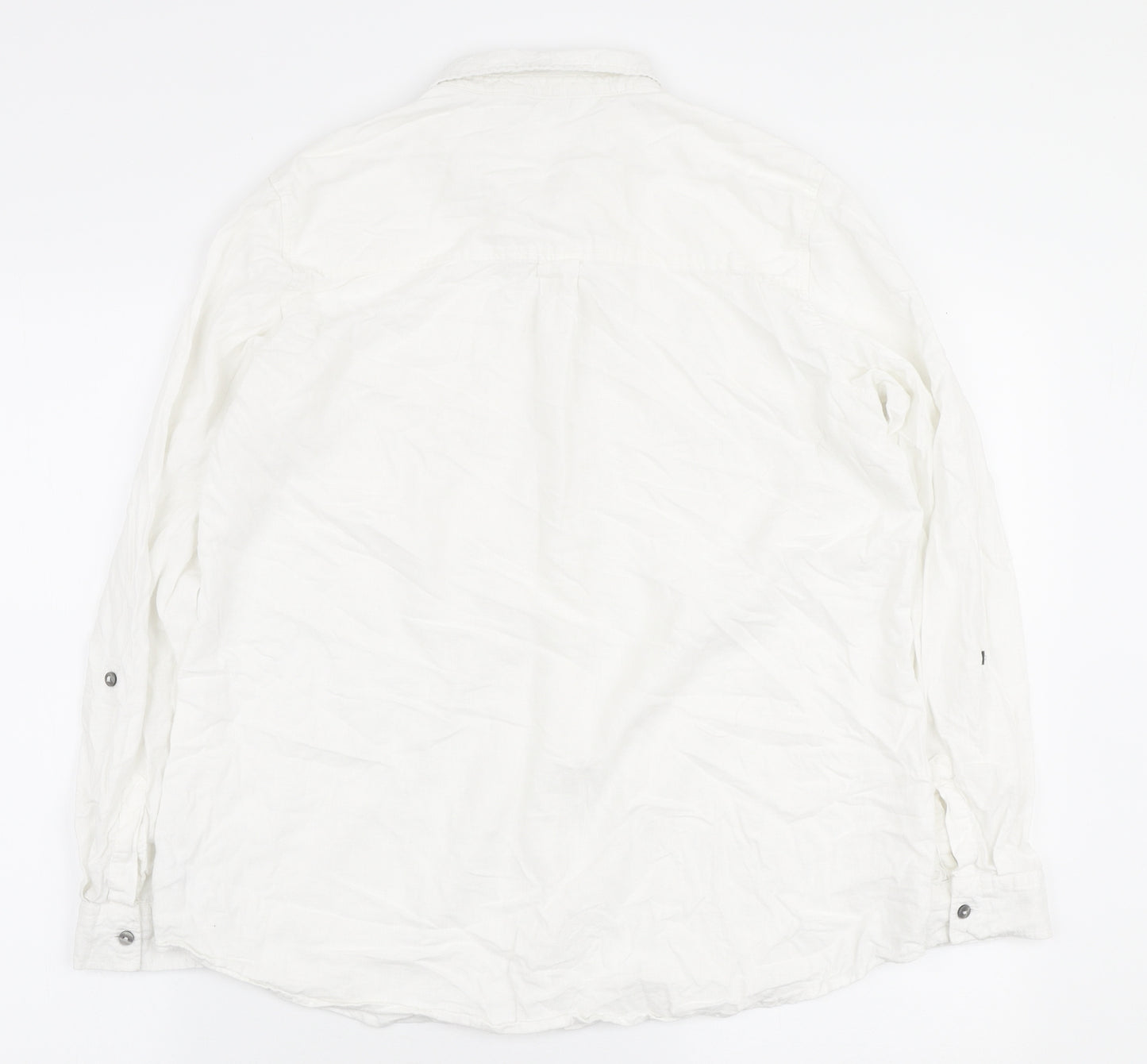 George Womens White Linen Basic Button-Up Size 12 Collared