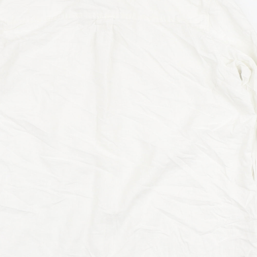 George Womens White Linen Basic Button-Up Size 12 Collared