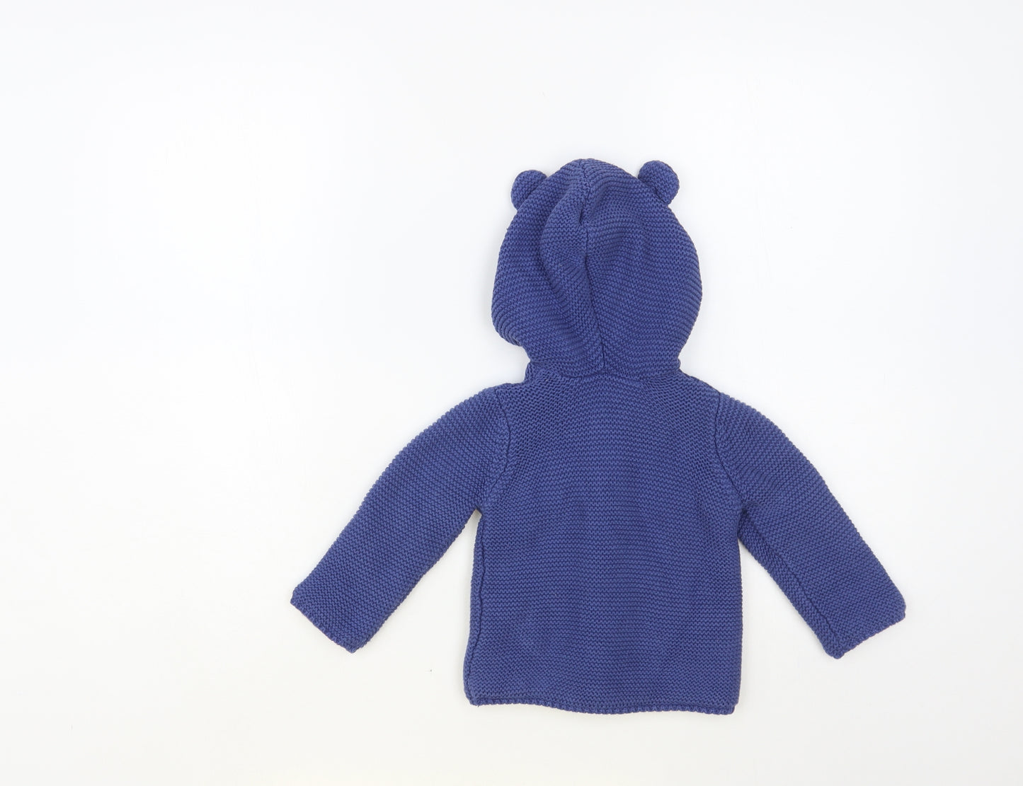 F&F Baby Blue Basic Jacket Jacket Size 6-9 Months Button - Bear Hood