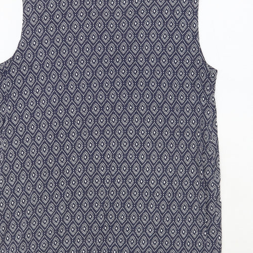 JoJo Maman Bébé Womens Blue Geometric Viscose Basic Blouse Size S Round Neck